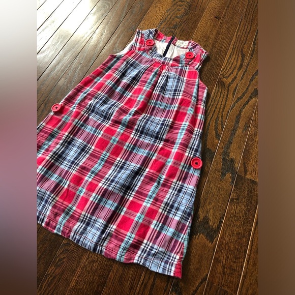 Mini Boden Girls 3-4Y Pink/Blue/White Mini Jumper w/Buttoned Pockets & Straps - Picture 3 of 12